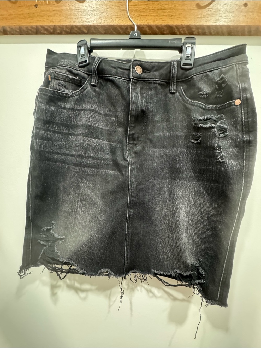 Judy Blue Black Distressed Denim Mini Skirt